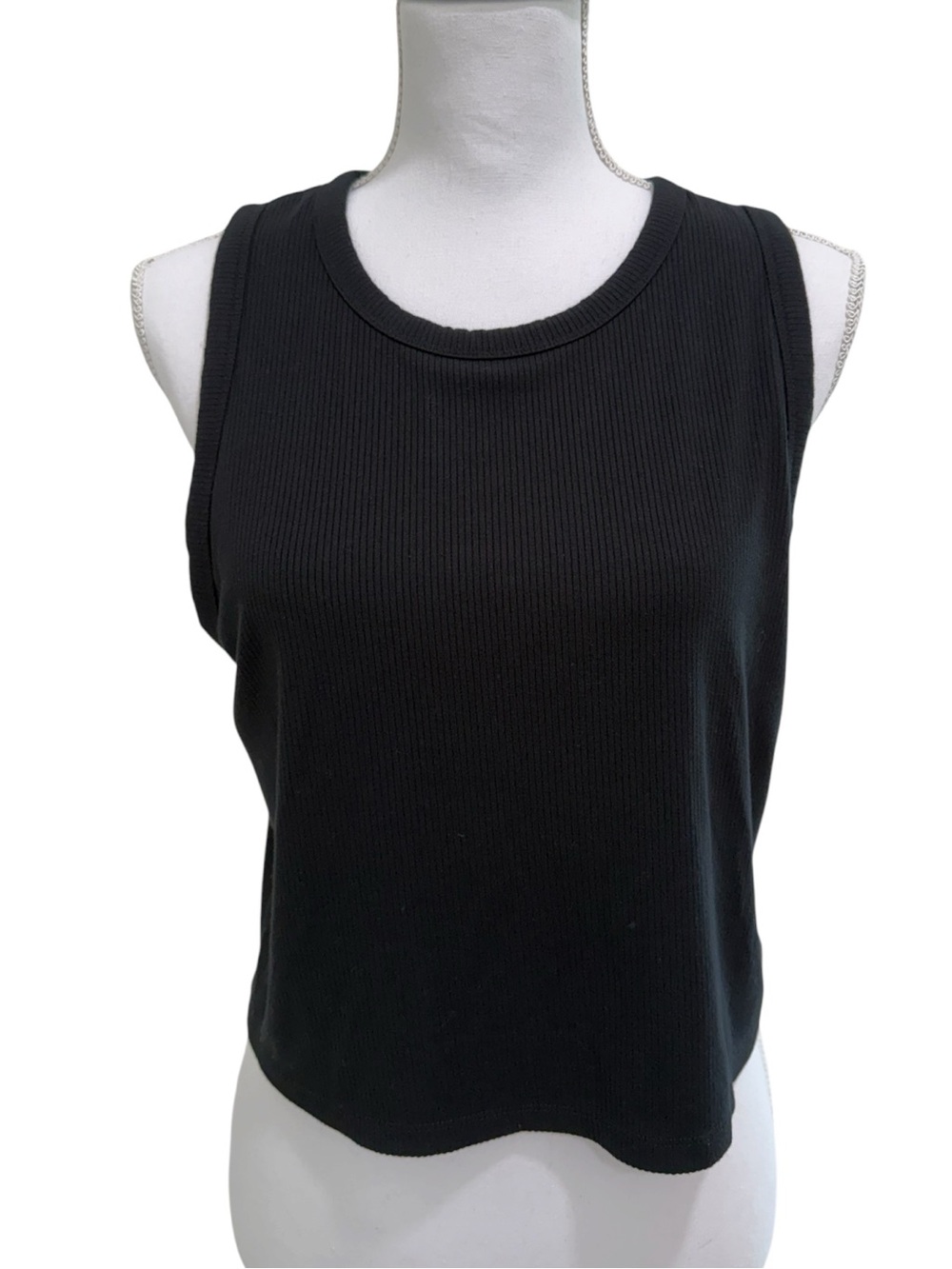aerie Black Ribbed Tank Top XL